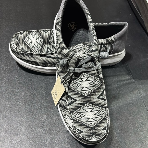 Ariat Hilo Grey Southwestern Charcoal Flex Foam sole, cushioned insole loafer - Picture 1 of 11